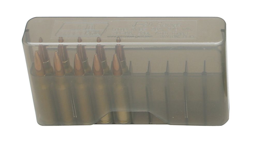 MTM J-20 Slip-Top Boxes .300 to 7mm Magnum Caliber Clear Smoke