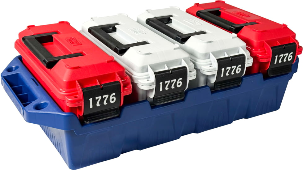 MTM Limited Edition 1776 4-Can Ammo Crate 30 Cal, Red/White, AC4C-1776