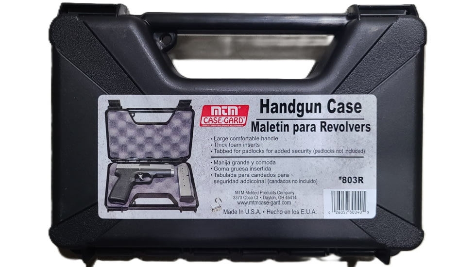 MTM Pistol Handgun Case, Single Up To 3in Revolver, Black, 803R