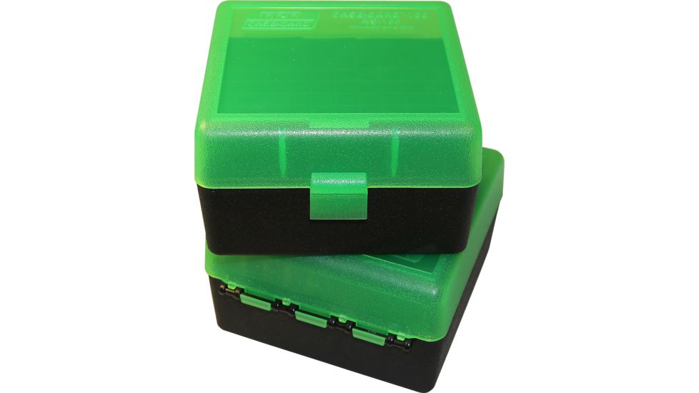 MTM RS-100 Rifle Ammo Box .17 To .222 Magnum Clear Green/Black