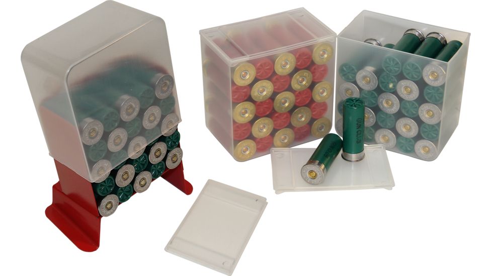 MTM Shell Stack Holds 25 Loaded 2.75 Inch 12 Gauge Shotshells Clear Sold In 4-Packs