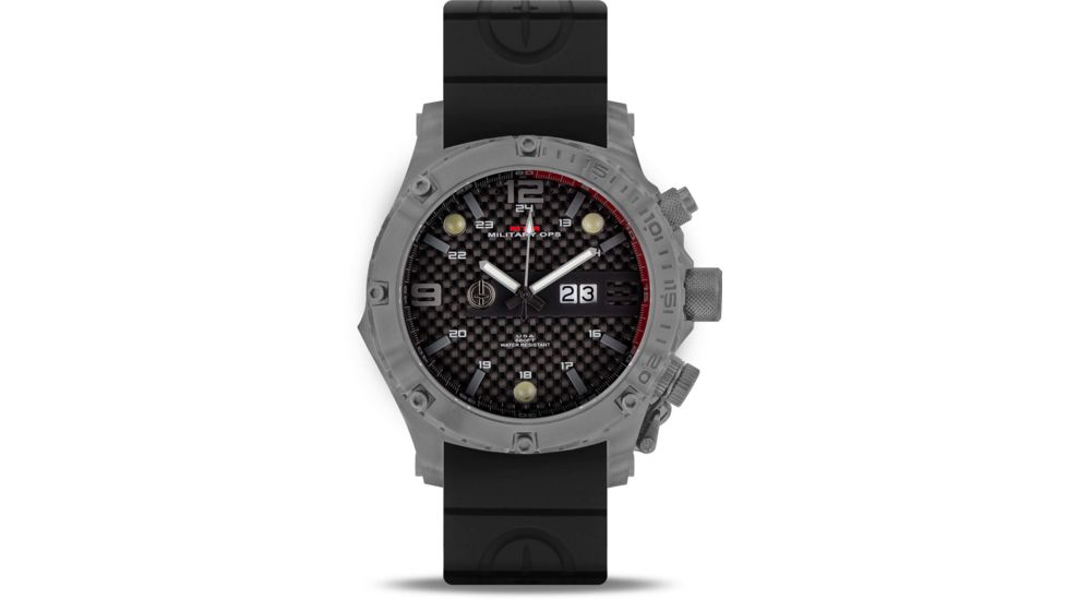 MTM Special Ops Vulture Wristwatch Grey Black Dial &amp; Black Rubber II Band, Grey, 47mm, VGBDBKR2MTM