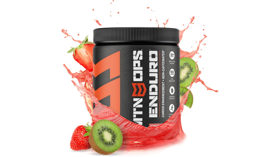 MTN OPS Enduro Cardio Enhancement Non-Caffeinated Energy Drink, 30-Serving Bottle, Kiwi Strawberry, 1102750130