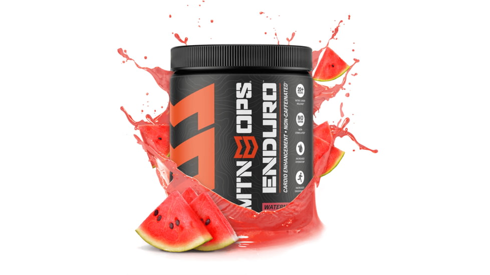 MTN OPS Enduro Cardio Enhancement Non-Caffeinated Energy Drink, 30-Serving Bottle, Watermelon, 1102450130