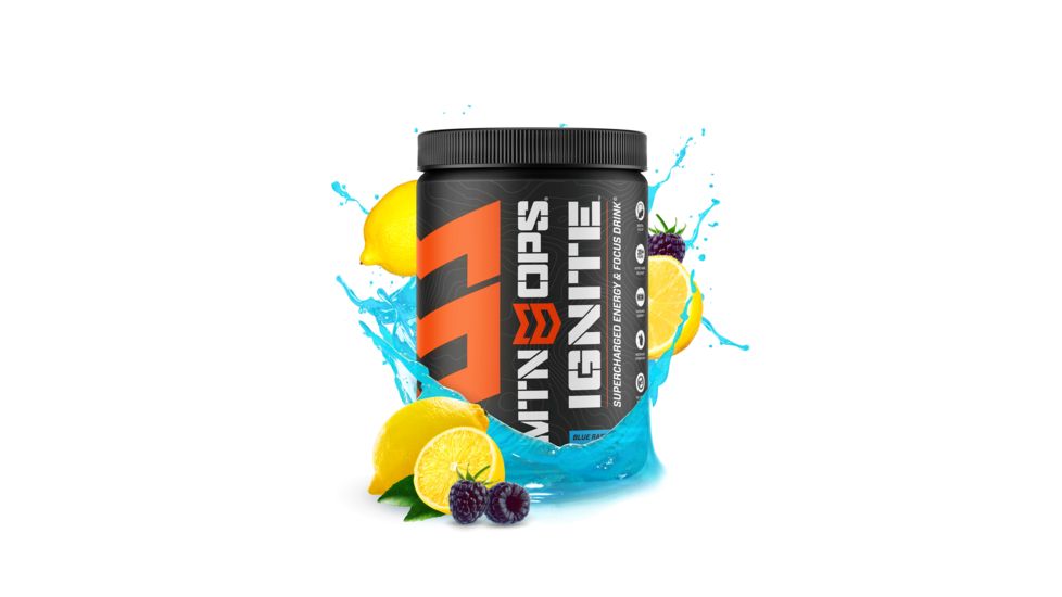 MTN OPS Ignite Supercharged Energy Drink, 45 Serving Tub, Blue Raspberry Lemonade, 1040-BR