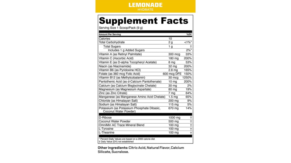 MTN OPS Hydrate Drink Mix, Lemonade, 1 Serving, 1134260301