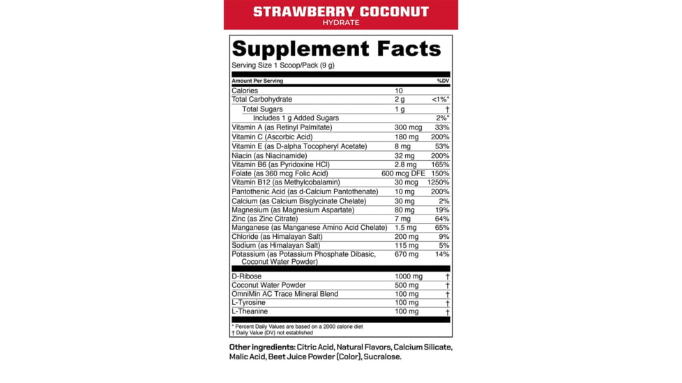 MTN OPS Hydrate Drink Mix, Strawberry Coconut, 1 Serving, 1134540301