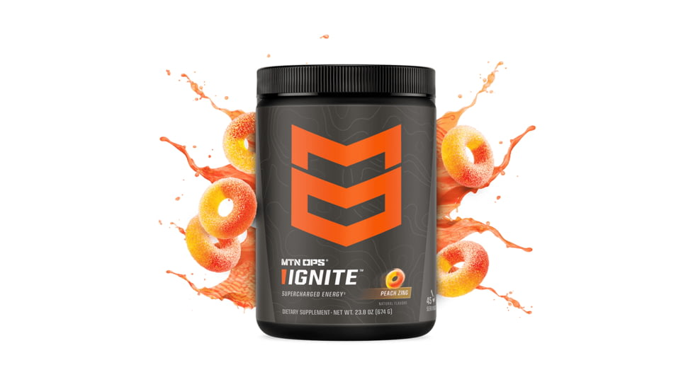MTN OPS Ignite Energy Drink, Scoop, Peach Zing, 45 Servings, 1104310145