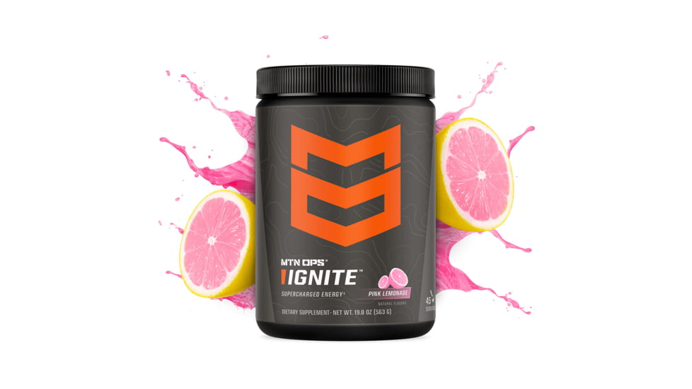 MTN OPS Ignite Energy Drink, Scoop, Pink Lemonade, 45 Servings, 1104400145
