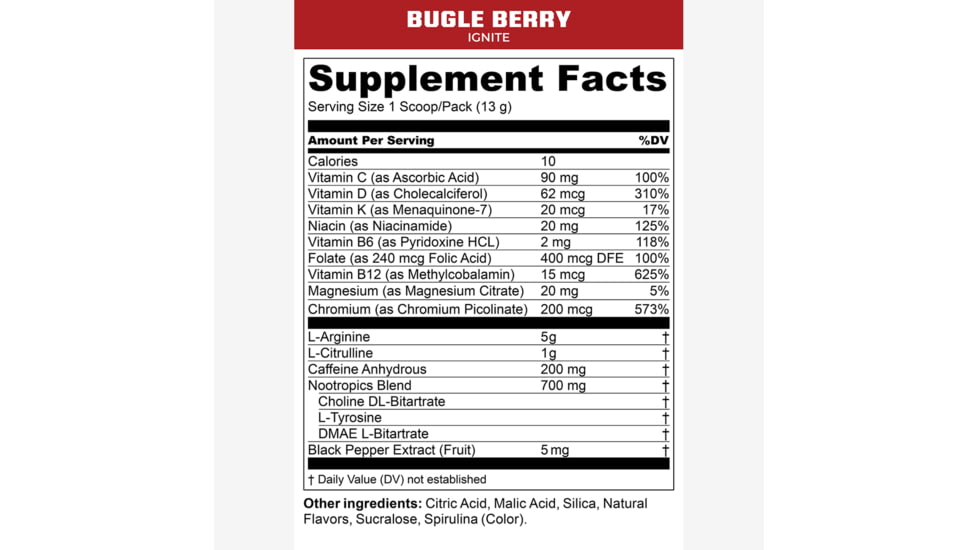 MTN OPS Ignite Energy Drink, Scoop, Bugle Berry, 45 Servings, 1104640145