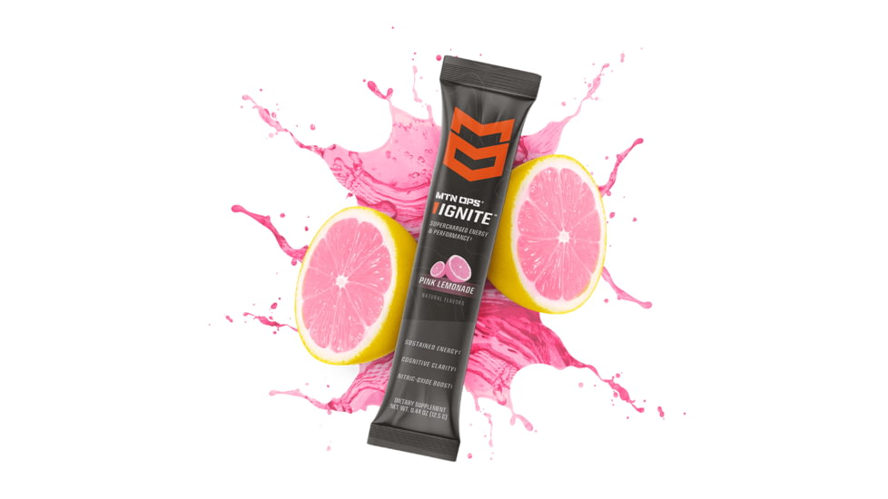 MTN OPS Ignite Energy Drink, Trail Pack, Pink Lemonade, 1 Serving, 1104400301