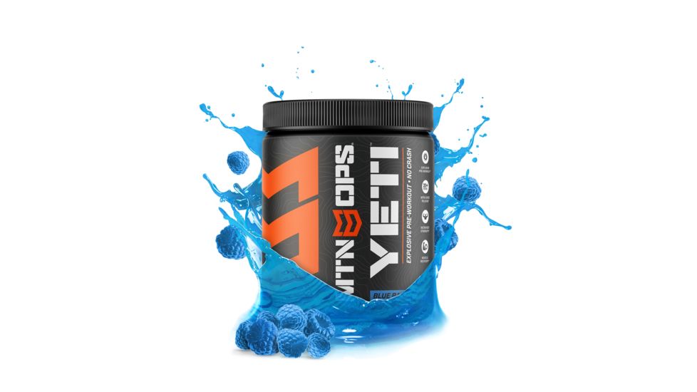 MTN OPS Yeti Monster Pre-workout Powder Energy Drink, 30 Serving Tub, Blue Raspberry, 1002-BR
