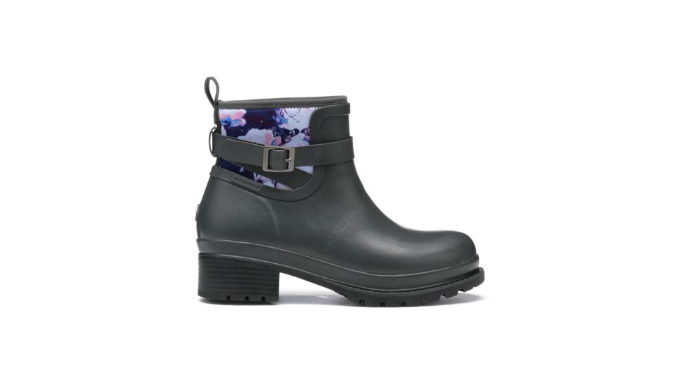 Muck Boots Liberty Ankle Leather Perf - Womens, Grey/Purple Floral, 11, LWKR-5FLR-GRY-110
