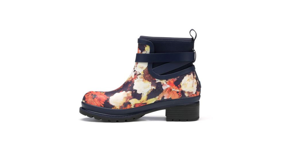 Muck Boots Liberty Ankle Leather Perf - Womens, Navy Floral, 5, LWKR-2FLR-NVY-050