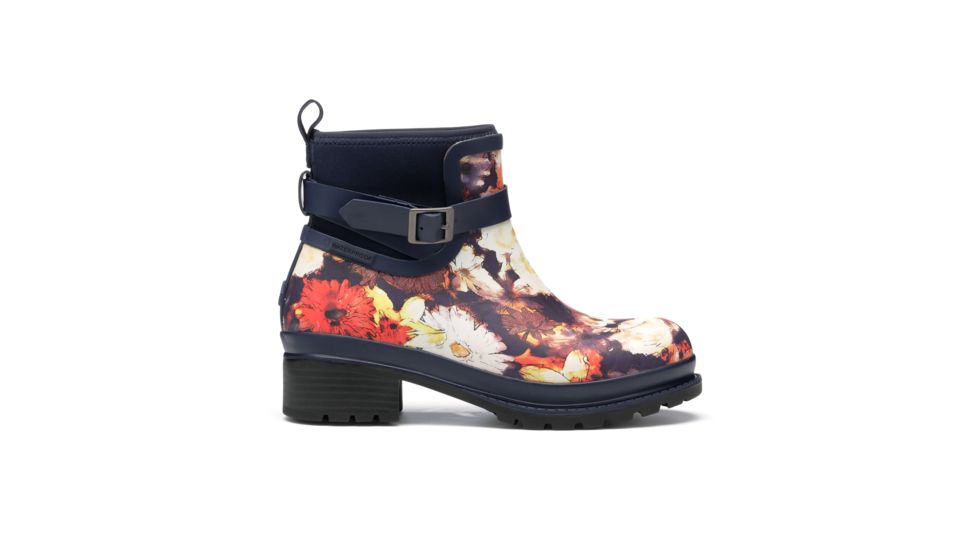 Muck Boots Liberty Ankle Leather Perf - Womens, Navy Floral, 5, LWKR-2FLR-NVY-050