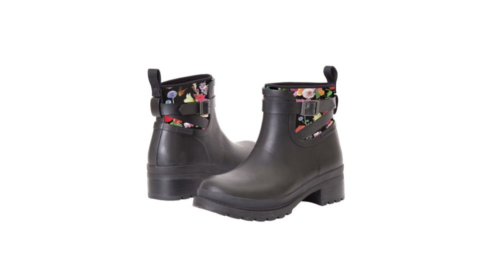 Muck Boots Liberty Waterproof Ankle Rubber - Womens, Night Floral, 6, LWKR-001-BLK-060
