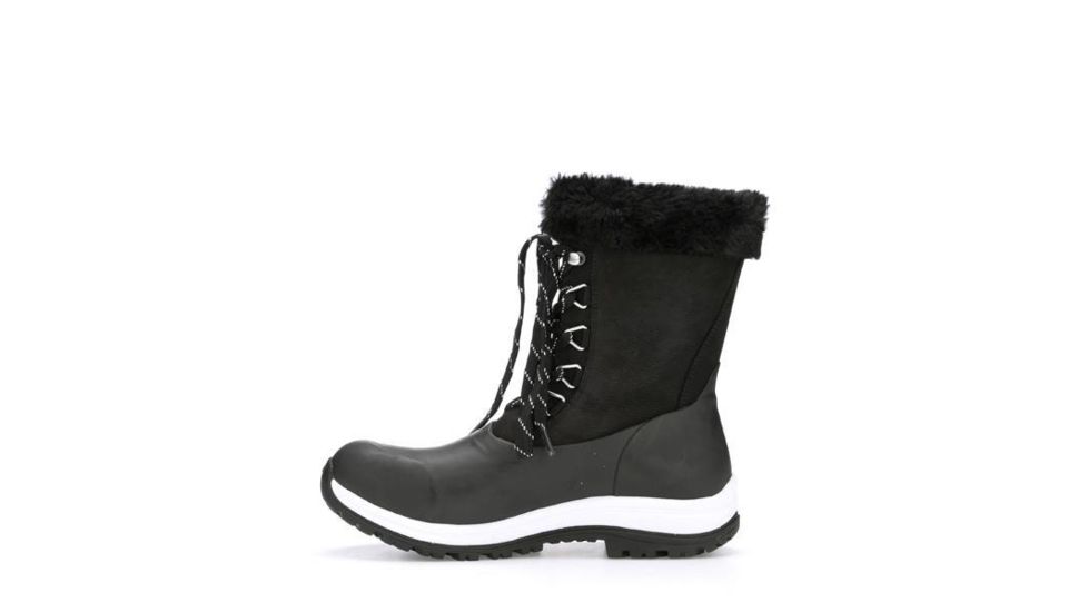 Muck Boots Women's Apres Lace Arctic Grip Boots, Black/White, 5 WALV-000-BLK-050