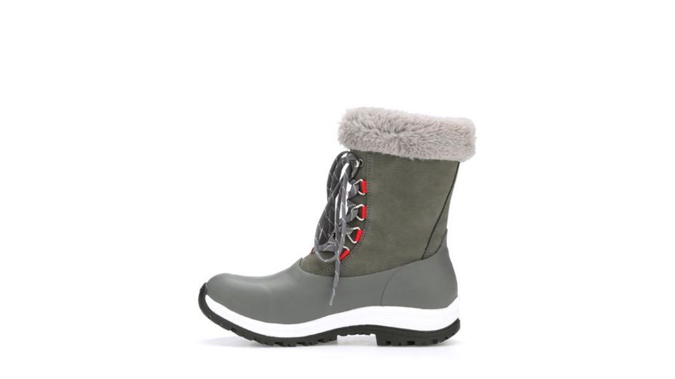 Muck Boots Women's Apres Lace Arctic Grip Boots, Gray/Red, 8 WALV-100-GRY-080