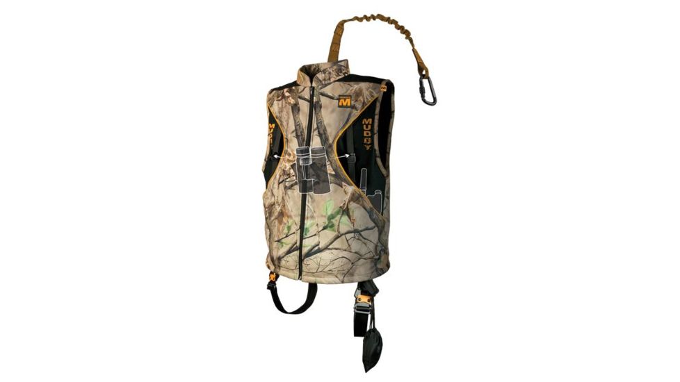 Muddy Crossover Harness Combo, includes Lineman's Belt, Tree Strap, Suspension Releif Strap, Caribiner, Safe-Line, Black/Orange, XL MSH800-XL-C