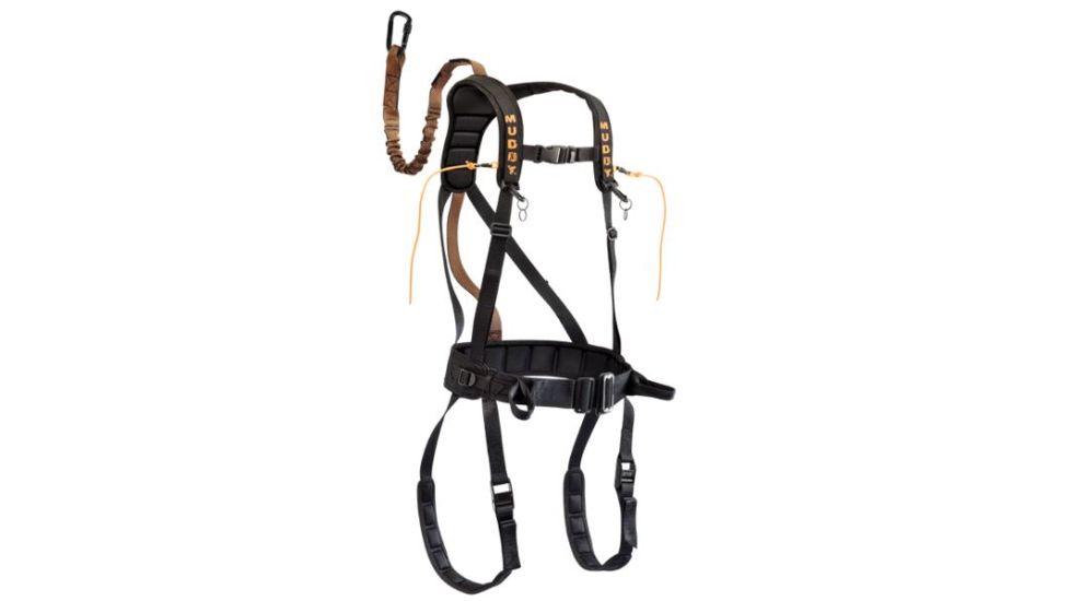 Muddy Safeguard Harness, includes Lineman's Belt, Tree Strap, Suspension Releif Strap, Caribiner, Black/Orange, Youth MSH400-Y