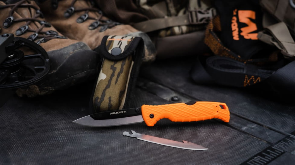 Muddy Swap Folding Knife, 3.5 in, 420J2 Steel, GFN Handle, Orange, MUD-FL-35RB5Z