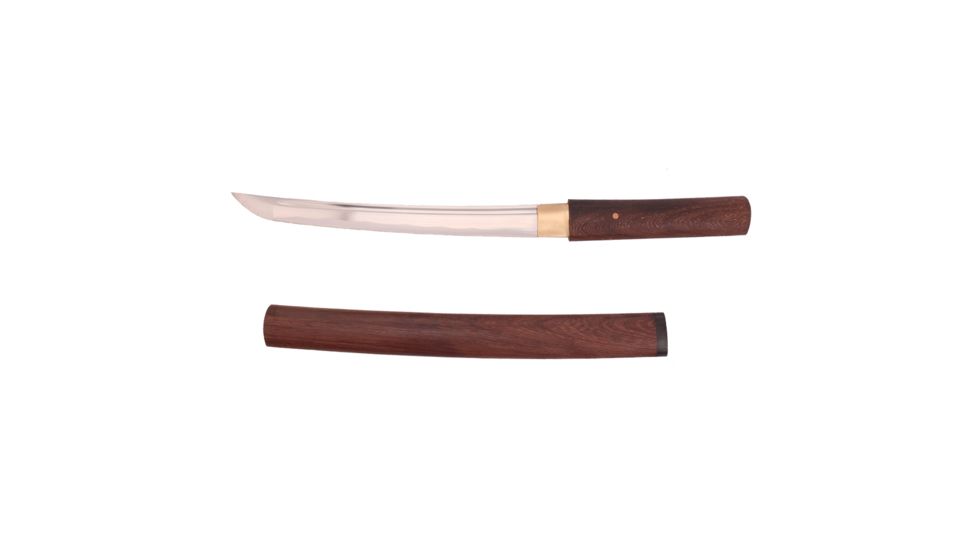 Musashi 13 3/4 Carbon Steel Blade With Blood Groove, Natural Wood Saya And Handle, SS071