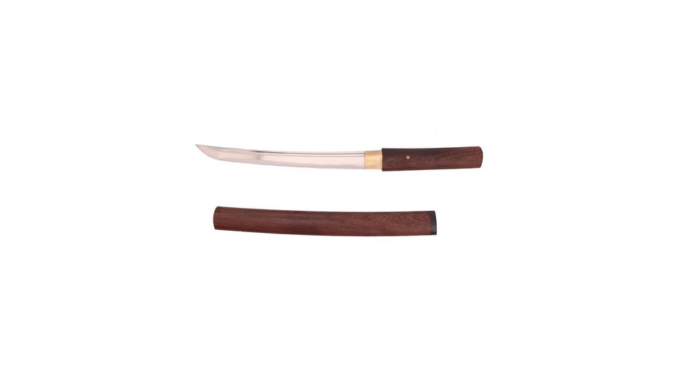 Musashi 13 3/4 Carbon Steel Blade With Blood Groove, Natural Wood Saya And Handle, SS071