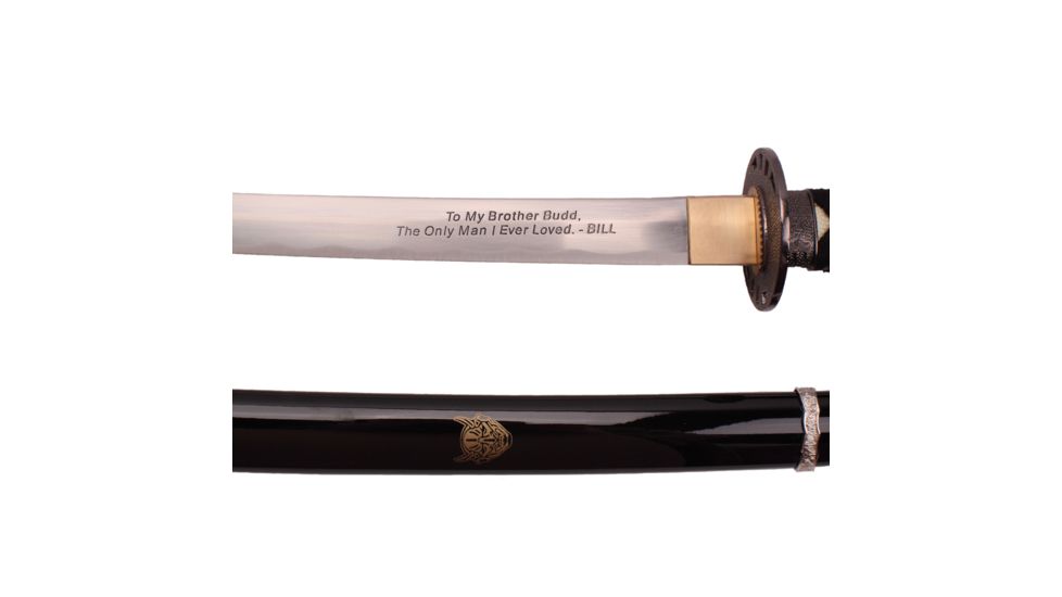 Musashi Budds Sword, 27in Carbon Steel Hand Forged Katana Blade, Black Wood Saya, SS028BK-2C
