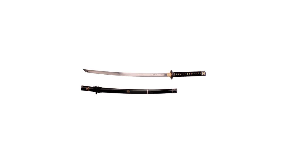 Musashi Budds Sword, 27in Carbon Steel Hand Forged Katana Blade, Black Wood Saya, SS028BK-2C