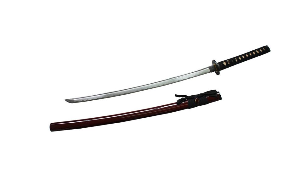 Musashi Hand Forged Samurai Sword - 1045 Carbon Steel Blade, Copper Tsuba With Toyotomi Hideyoshi Design, SS034F-RD