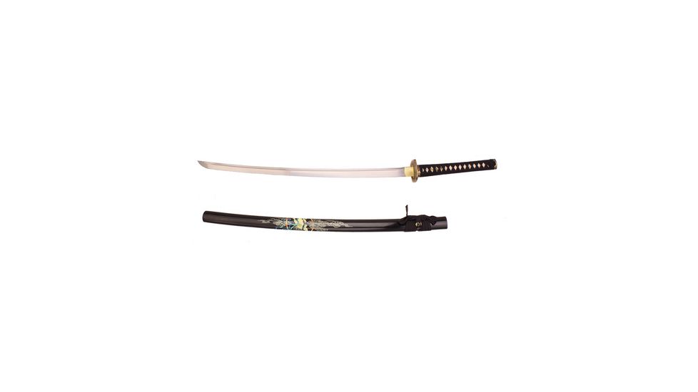 Musashi Katana, 28.5in High Carbon Steel Blade, Wood High Polish Piano Finish - Black, SS791