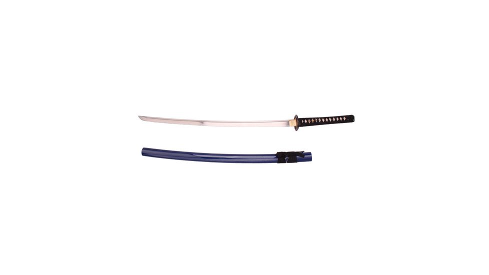 Musashi Katana, 28.5in High Carbon Steel Blade, Wood High Polish Piano Finish - Deep Blue Color, SS783BL