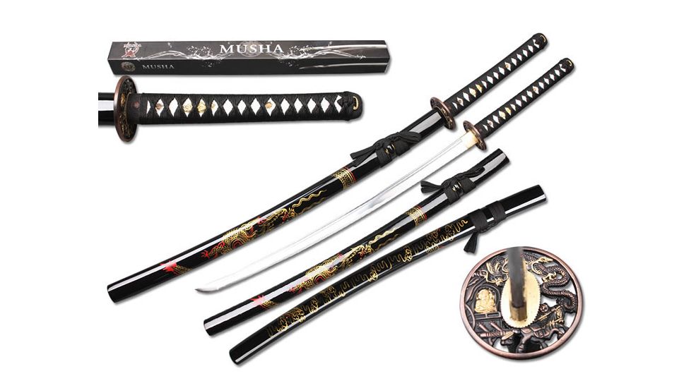 Musashi Musha Handmade Samurai Swords, 40 1/2 1045 Carbon Steel Blade w/ Hand Painted Scabbard, SS060