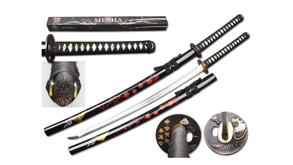 Musashi Musha Handmade Samurai Swords, 40 1/2 1045 Carbon Steel Blade w/ Hand Painted Scabbard, SS061