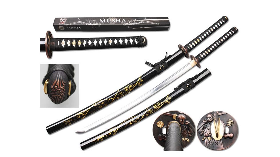 Musashi Musha Handmade Samurai Swords, 40 1/2 1045 Carbon Steel Blade w/ Hand Painted Scabbard, SS062