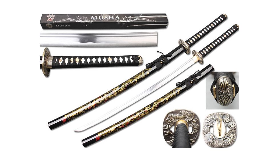 Musashi Musha Handmade Samurai Swords, 40 1/2 1045 Carbon Steel Blade w/ Hand Painted Scabbard, SS063