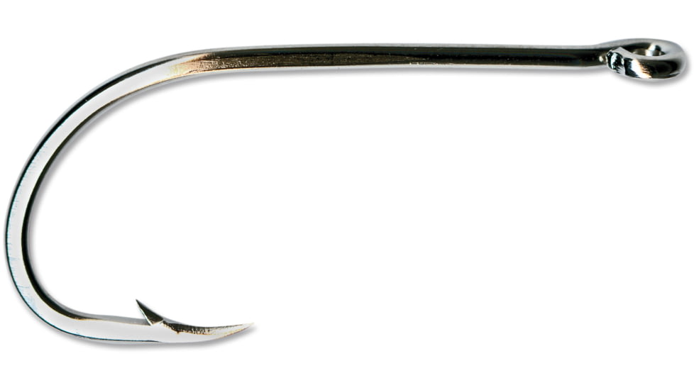 Mustad Classic Beak Hook, Forged, Special Long Shank, Offset, Ringed Eye, Nickel, Size 4/0, 8 per Pack, 92671-NI-4/0-8