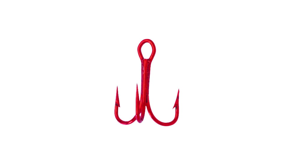 Mustad Classic Treble Hook, Ringed Eye, Red, Size 14, 5 per Pack, 3551-RB-14-5