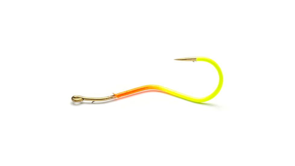 Mustad Slow Death Aberdeen Hook, Special Bent Shank, Chartruese Orange, Size 2, 8 per Pack, 33862NP-CO-2-8U