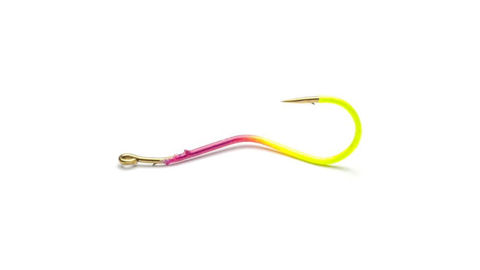 Mustad Slow Death Aberdeen Hook, Special Bent Shank, Chartruese Purple, Size 2, 8 per Pack, 33862NP-CP-2-8U