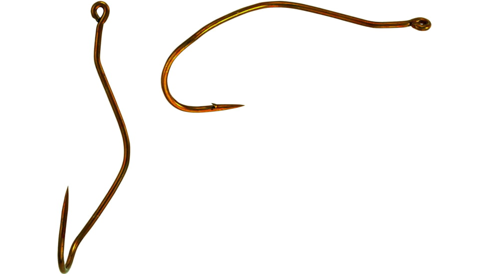 Mustad Ultrapoint Slow Death Hook, Needle Point, Kinked/Curved Shank, Aberdeen, Ringed Eye, Bronze, Size 4, 10 per Pack, 33862NP-BR-4-10U