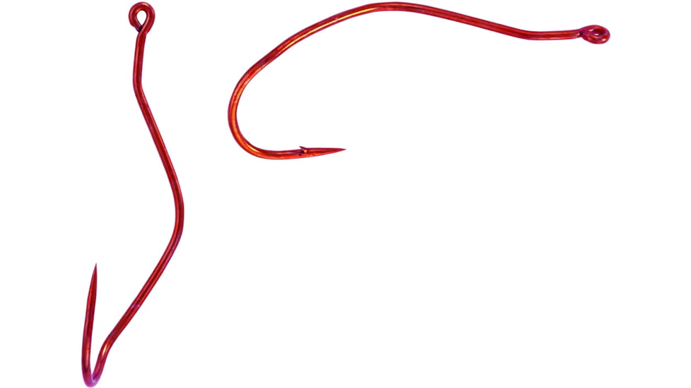Mustad Ultrapoint Slow Death Hook, Needle Point, Kinked/Curved Shank, Aberdeen, Ringed Eye, Red, Size 2, 10 per Pack, 33862NP-RB-2-10U