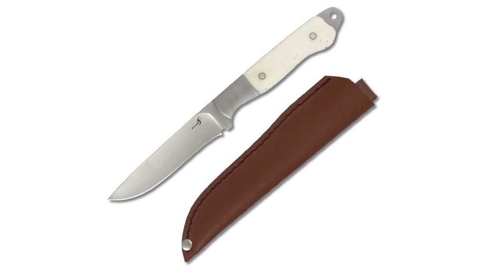 Mustang Montana Fixed Blade Knife, Ersatz Ivory Handle, Plain FP74400