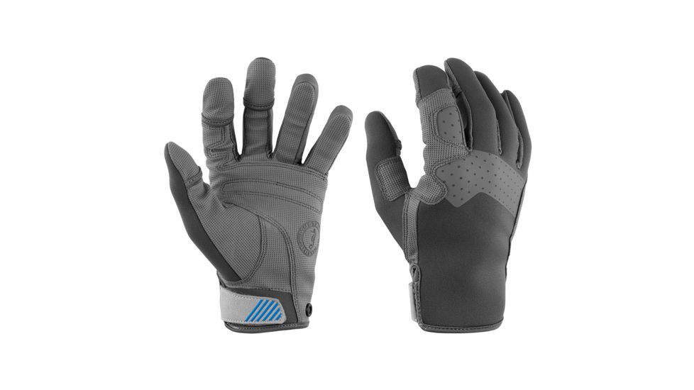 Mustang Survival Traction Full Finger Glove - Gray/Blue - Large 63101