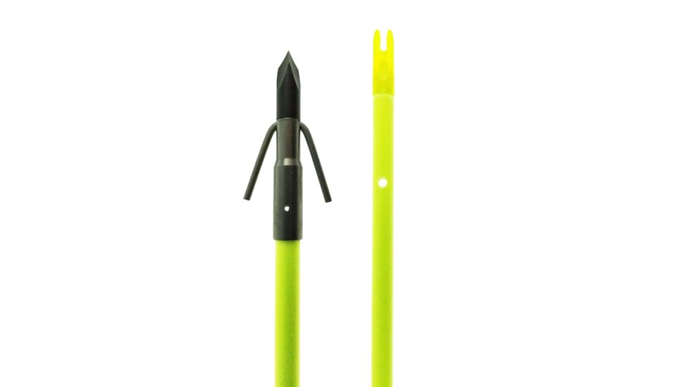 Muzzy Classic Chartreuse Fish Arrow With Gar Point - Nock, Bottle Slide Installed, 1420-GBS