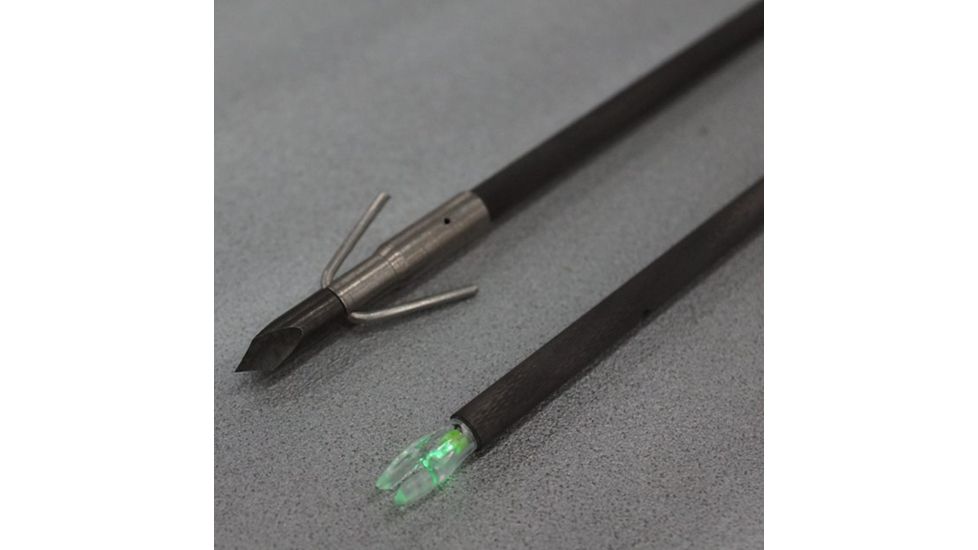 Muzzy Lighted Carbon Composite Arrow, Carp Point w/ Green X Nock, 1320-G