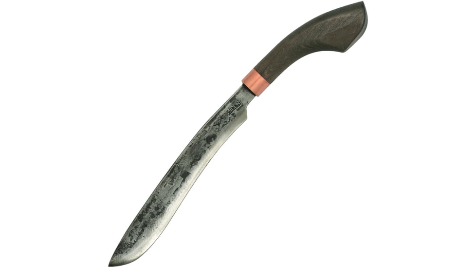 My Parang Golok 115 Machete Knife, 18.5in Overall, 11.88in Hammered Finish 5160 Carbon Steel Blade, Copper Bolster, Renewable Eco Wood Handle, Black Nylon Sheath, MYP GLK 115 S