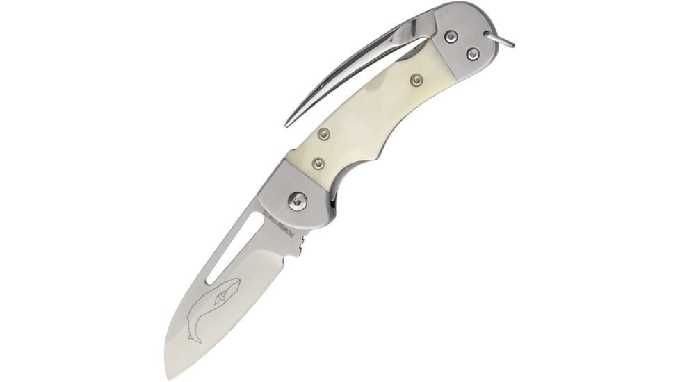 Myerchin Generation 2 Crew Bone Folding Knife,2.5in,Standard Edge,Sheepsfoot,Satin,White,Bone Handle MYAF377