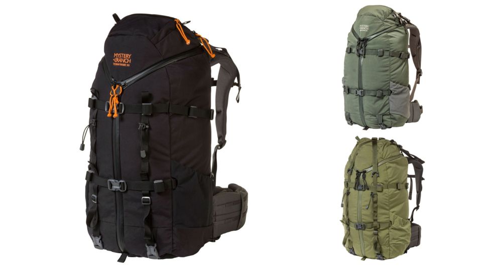 Mystery Ranch Terraframe 3-Zip Backpack, Black, Deep Earth, Loden