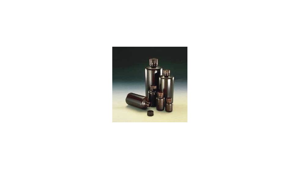Nalge Nunc Boston Round Bottles, Amber, High-Density Polyethylene, Narrow Mouth, NALGENE 2004-0008